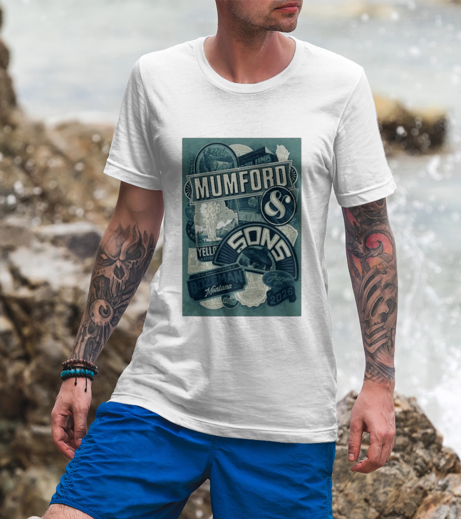 Mumford & Sons Bozeman Montana June 4 2026 Bobcat Stadium Yellowstone National Park T-Shirt