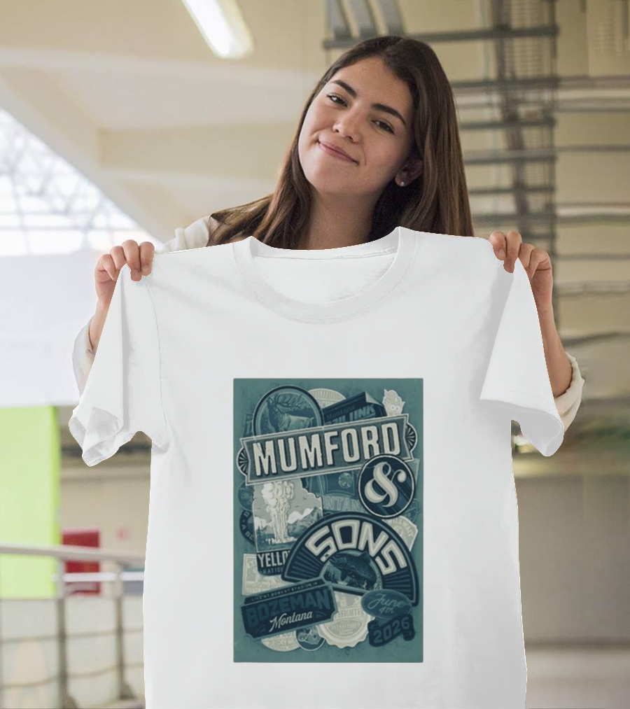 Mumford & Sons Bozeman Montana June 4 2026 Bobcat Stadium Yellowstone National Park T-Shirt