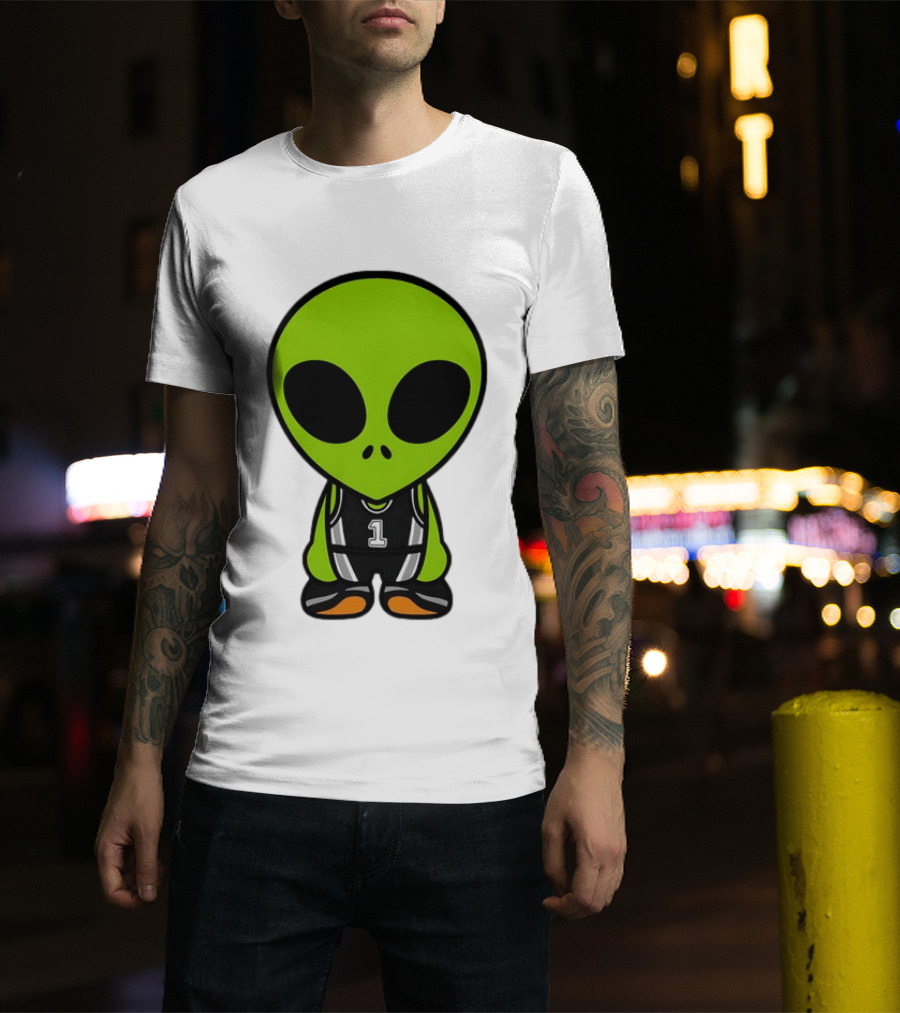 Alien Victor Wembanyama Cartoon Basketball Number 1 T-Shirt