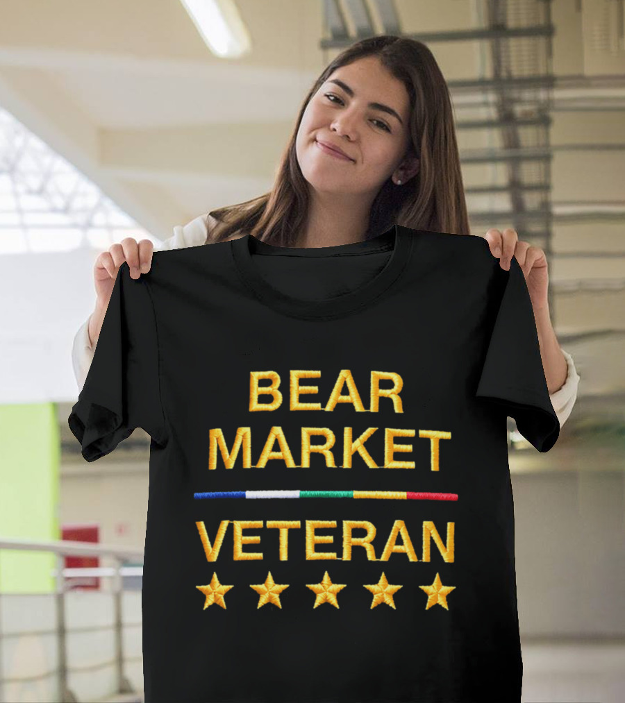 Bear Market Veteran Embroidered Text And Stars T-Shirt