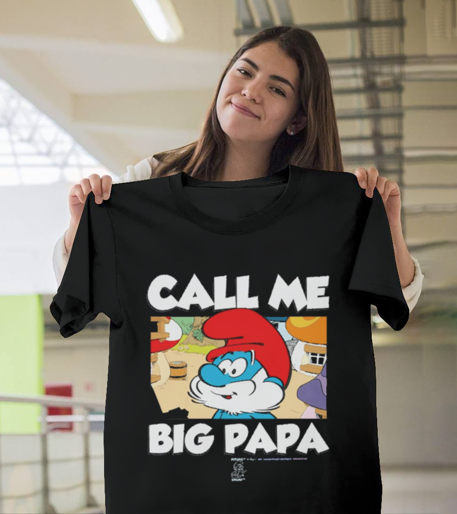 Call Me Big Papa Smurf Iconic Cartoon Character Scene T-Shirt