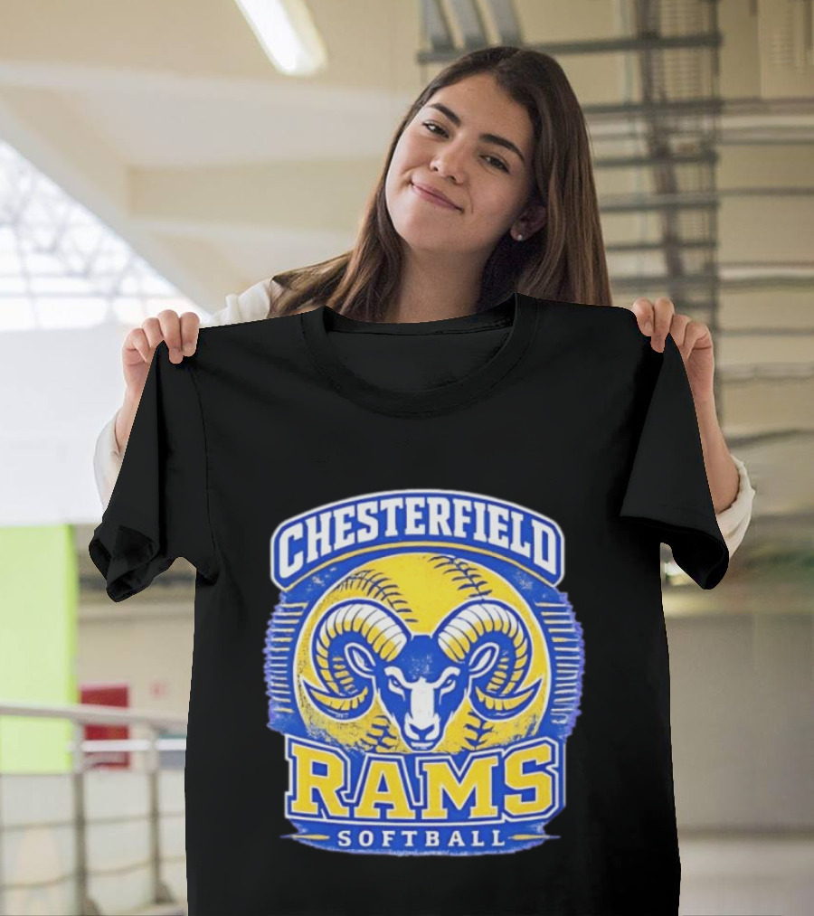 Chesterfield Rams Softball Blue And Yellow Team T-Shirt