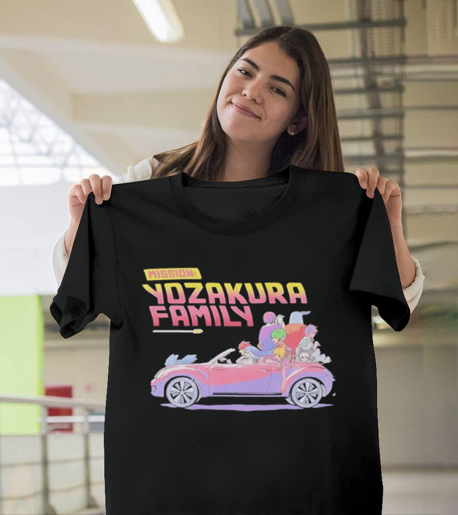 Mission Yozakura Family Anime Characters In Red Convertible Car T-Shirt
