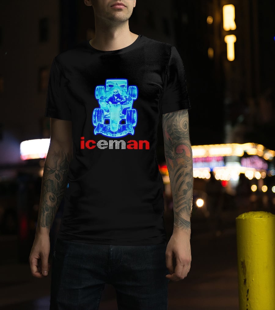 Iceman Kimi Räikkönen F1 Driver Holographic Car Racing Blue Red T-Shirt