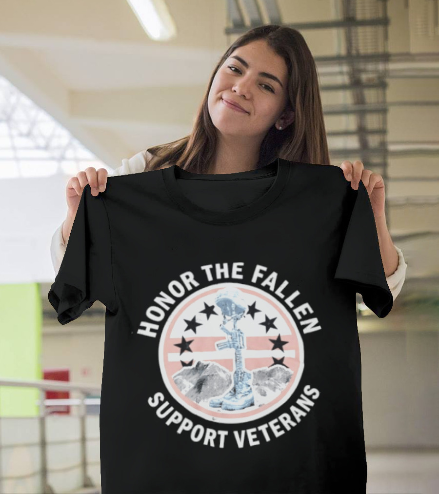 Honor The Fallen Support Veterans Soldier Memorial Stars Patriotic T-Shirt