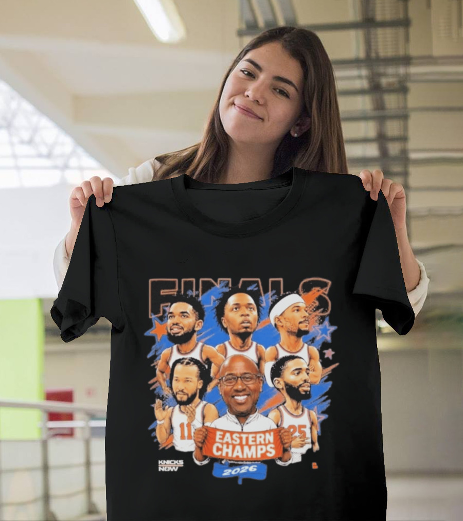 NBA Finals 2026 Eastern Champs Knicks Players And Coach Banner T-Shirt