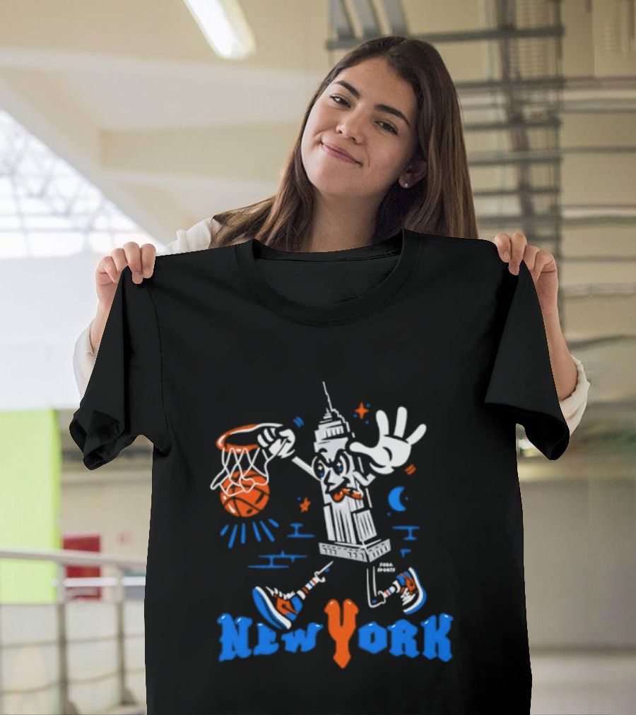 New York Knicks Empire State Building With Basketball And Sneakers T-Shirt
