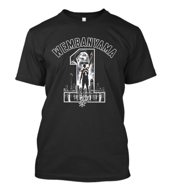 Wembanyama 1 San Antonio Spurs NBA Basketball Skyline T-Shirt
