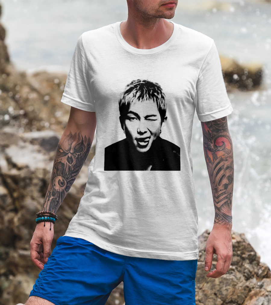 Kim Namjoon BTS K Pop Music Star Halftone Monochrome T-Shirt