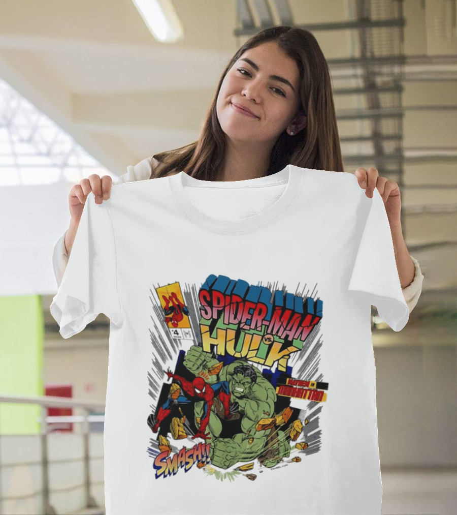 Spider Man Vs Hulk Mayhem Manhattan Marvel Smash 2026 Comic T-Shirt