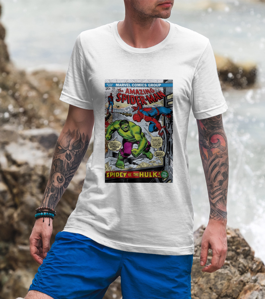 Marvel Comics Group The Amazing Spider Man 119 Spidey Vs The Hulk Comic Book Cover T-Shirt