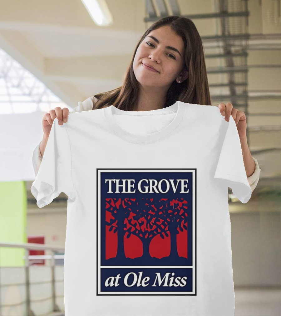 The Grove At Ole Miss Trees Red Blue T-Shirt
