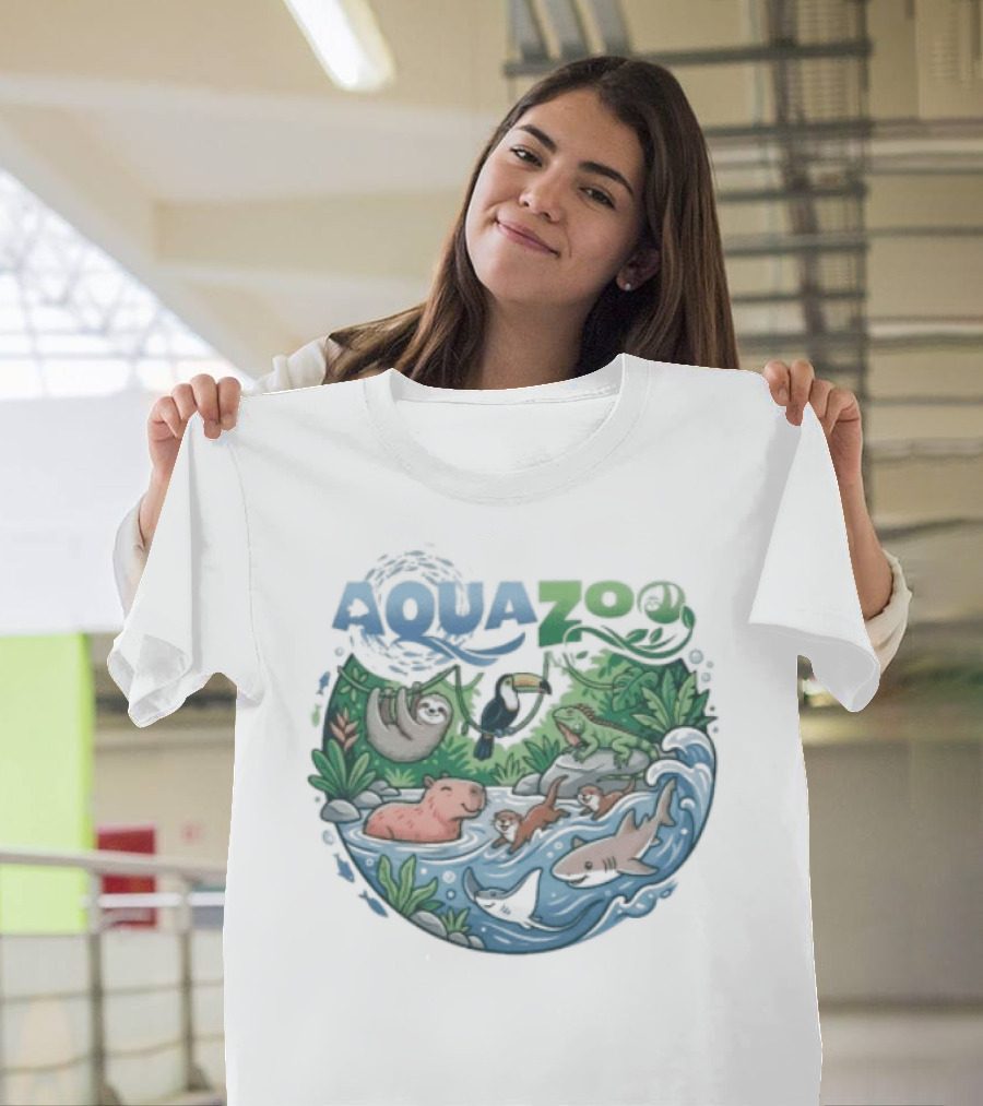Aquazoo Wildlife Adventure With Toucan Shark Capybara T-Shirt