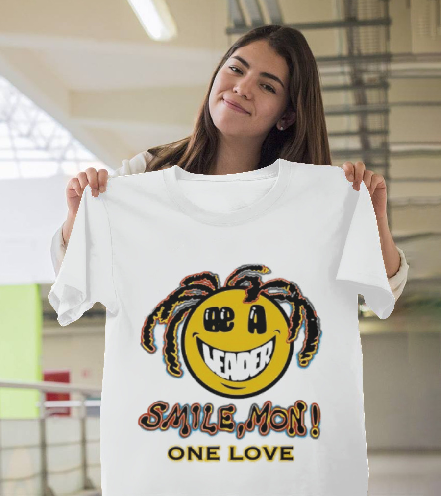 Be A Leader Smile Mon One Love Dreadlocks Emoji T-Shirt