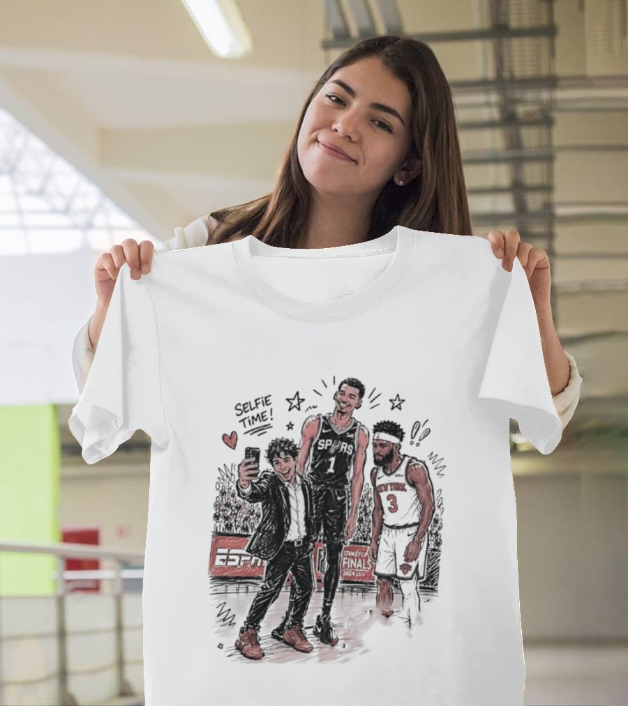 NY Knicks And San Antonio Spurs Selfie Time Finals Caricature T-Shirt