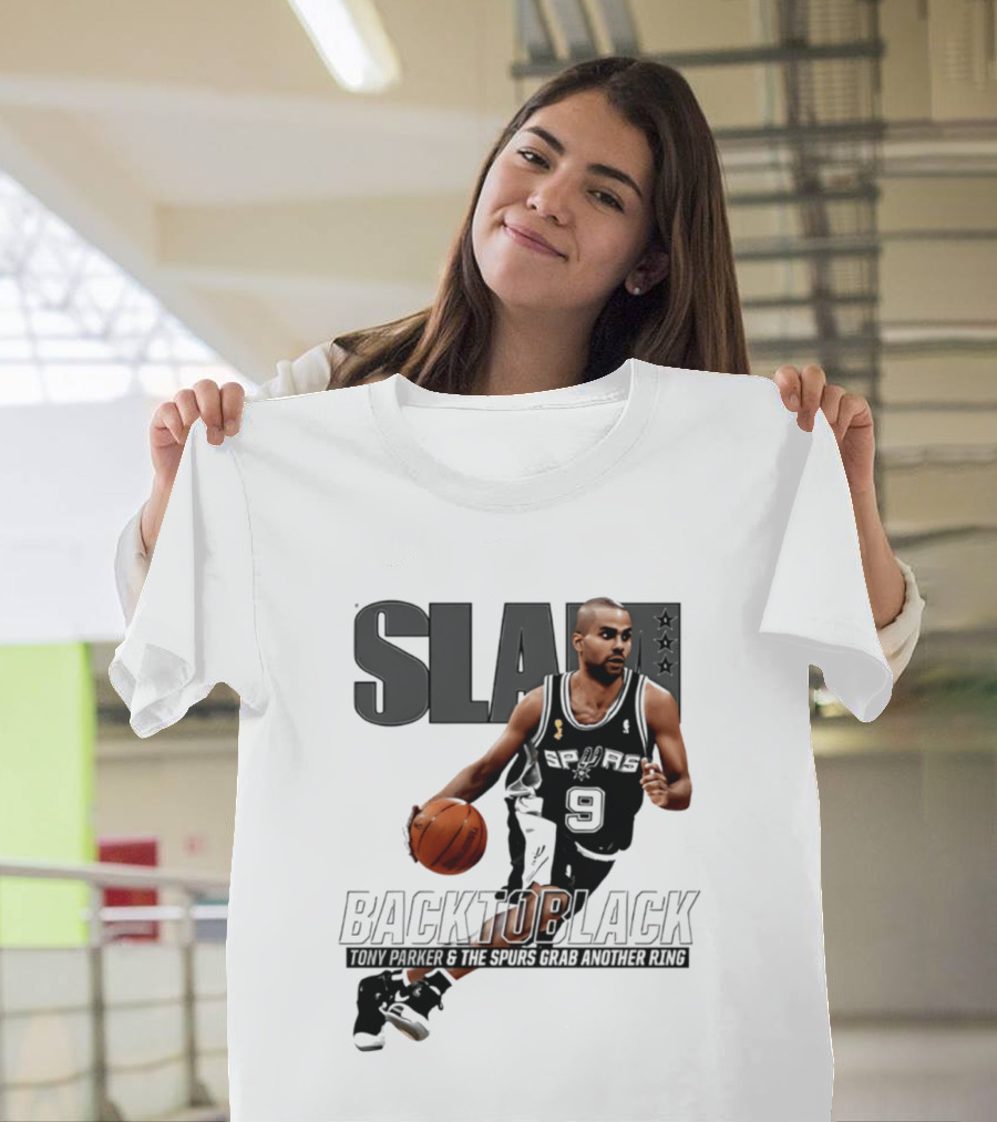 SLAM Back To Black San Antonio Spurs Tony Parker 9 Spurs Grab Another Ring T-Shirt