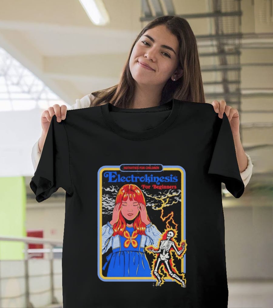 Activities For Children Electrokinesis For Beginners Vintage Style Art With Lightning Bolt Skeleton T-Shirt