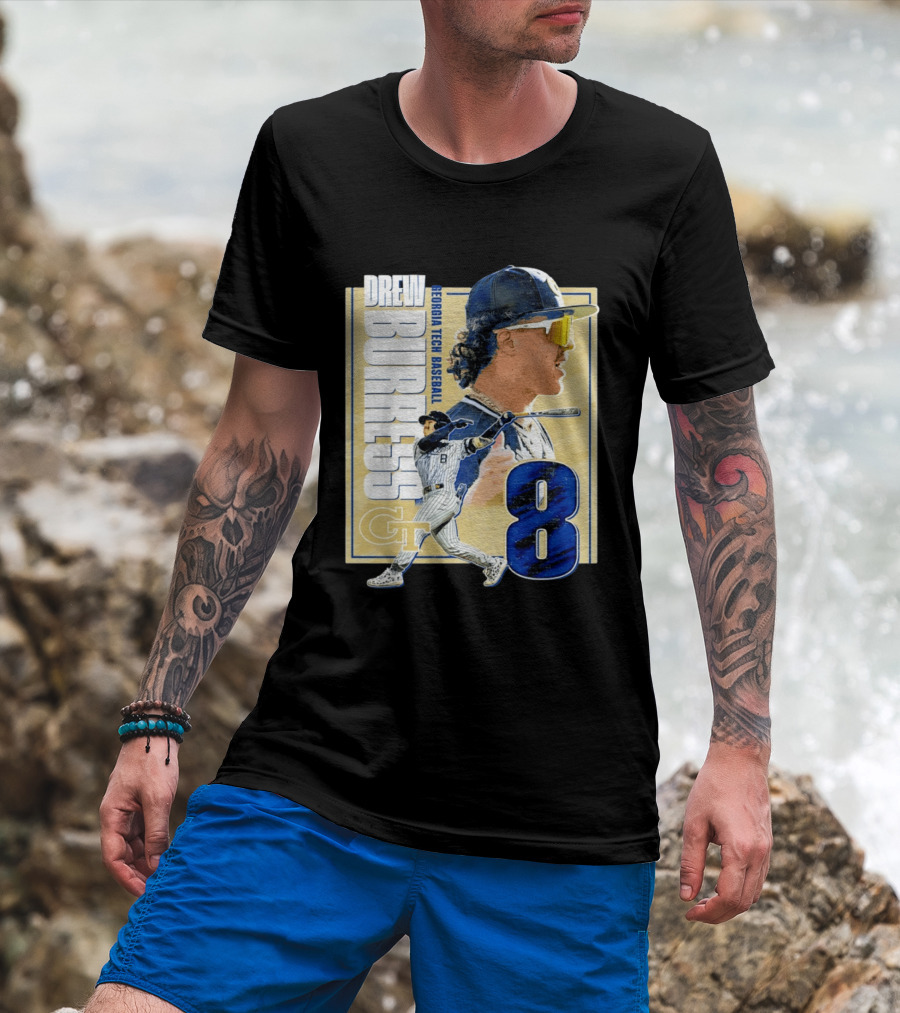 Drew Burress Georgia Tech Baseball Athlete Number 8 T-Shirt