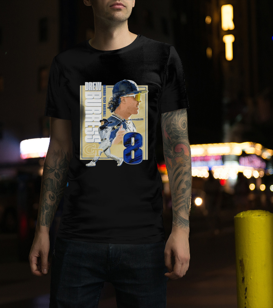 Drew Burress Georgia Tech Baseball Athlete Number 8 T-Shirt