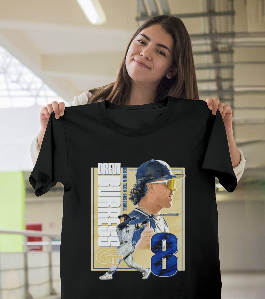 Drew Burress Georgia Tech Baseball Athlete Number 8 T-Shirt
