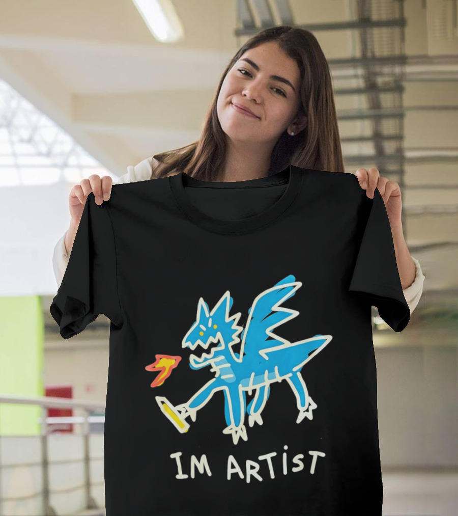 IM Artist Dragon Blue Winged Creature Fire Brush T-Shirt
