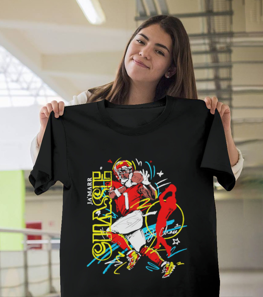 Ja'Marr Chase Cincinnati Bengals Number 1 Scribble Paint T-Shirt