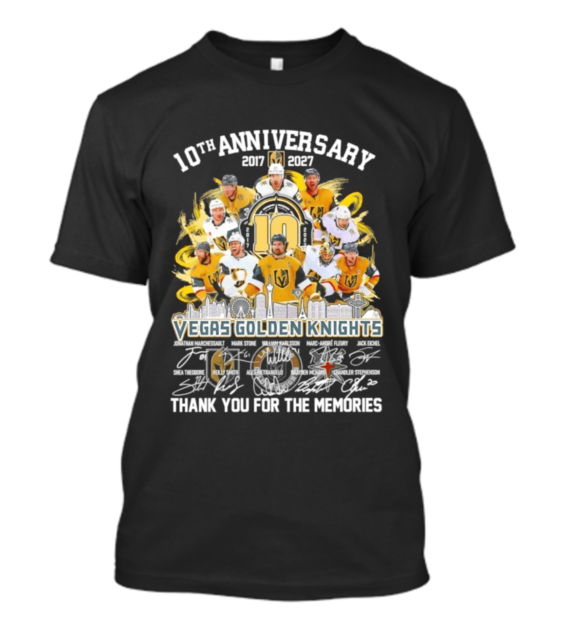 Vegas Golden Knights 10th Anniversary 2017 2027 Thank You For The Memories T-Shirt