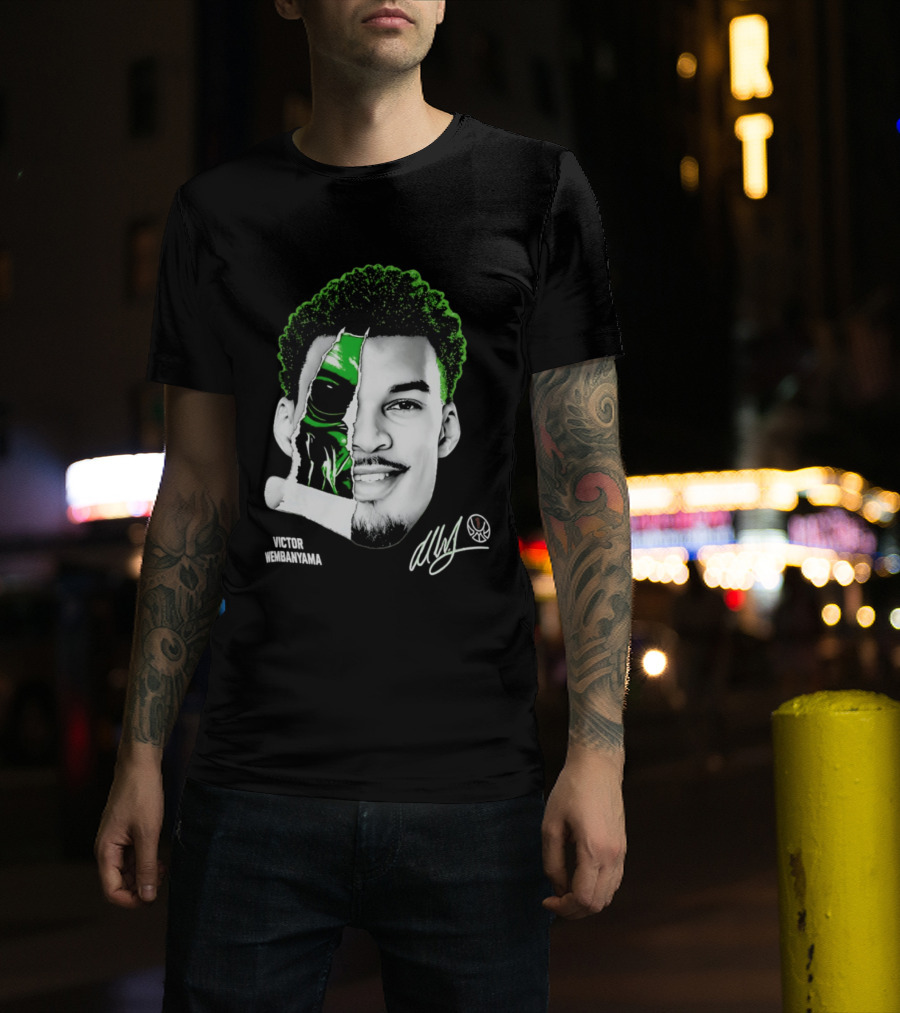 Victor Wembanyama Alien Torn Creature Signature T-Shirt