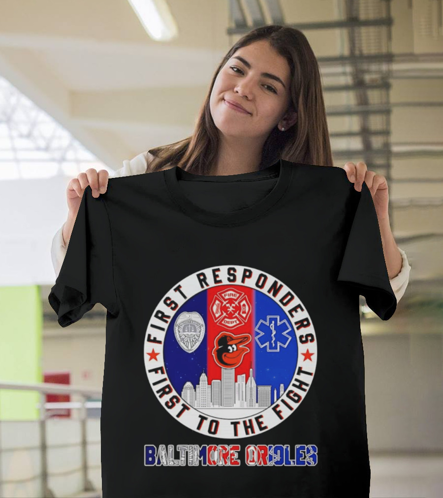 First Responders Baltimore Orioles City Skyline T-Shirt