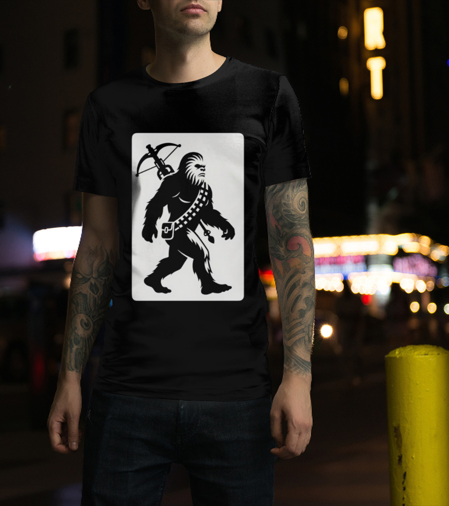 Chewbacca Bigfoot Star Wars Wookiee Hunter Sci Fi Creature Crossbow Trekker T-Shirt