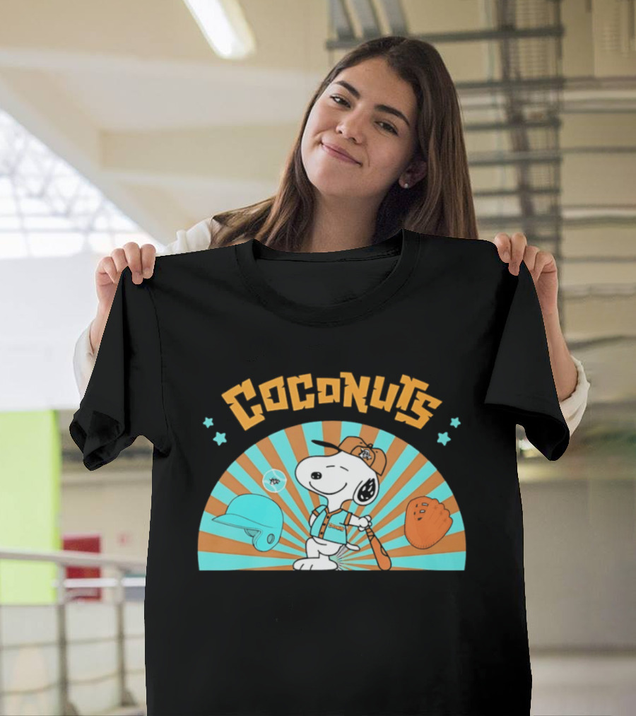Snoopy Coconuts Baseball Player Cartoon Dog Peanuts Charlie Brown T-Shirt