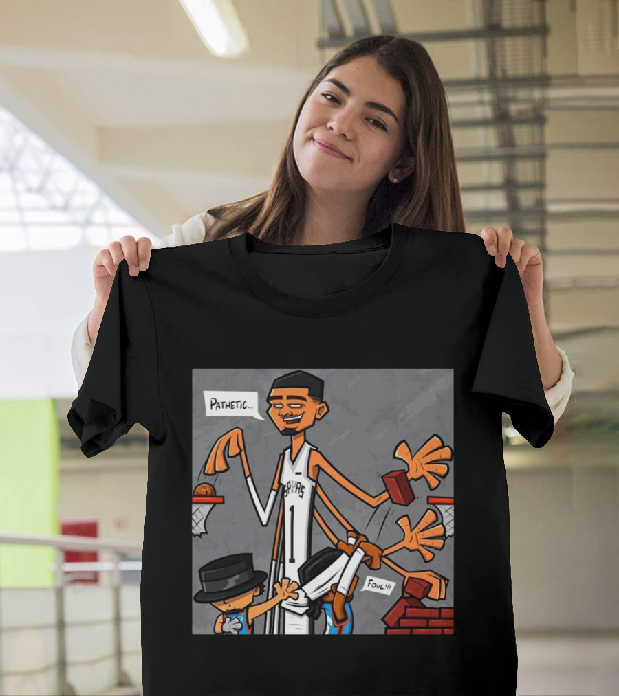 Wemby Spurs Pathetic Foul Long Arms Basketball T-Shirt