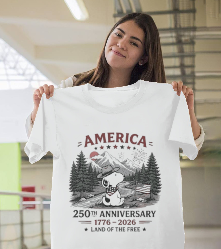 America 250th Anniversary 1776 2026 Land Of The Free Snoopy Peanuts T-Shirt