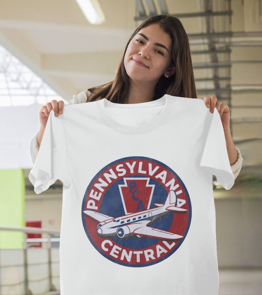Pennsylvania Central PCA Aviation Travel Retro Vintage Airplane T-Shirt