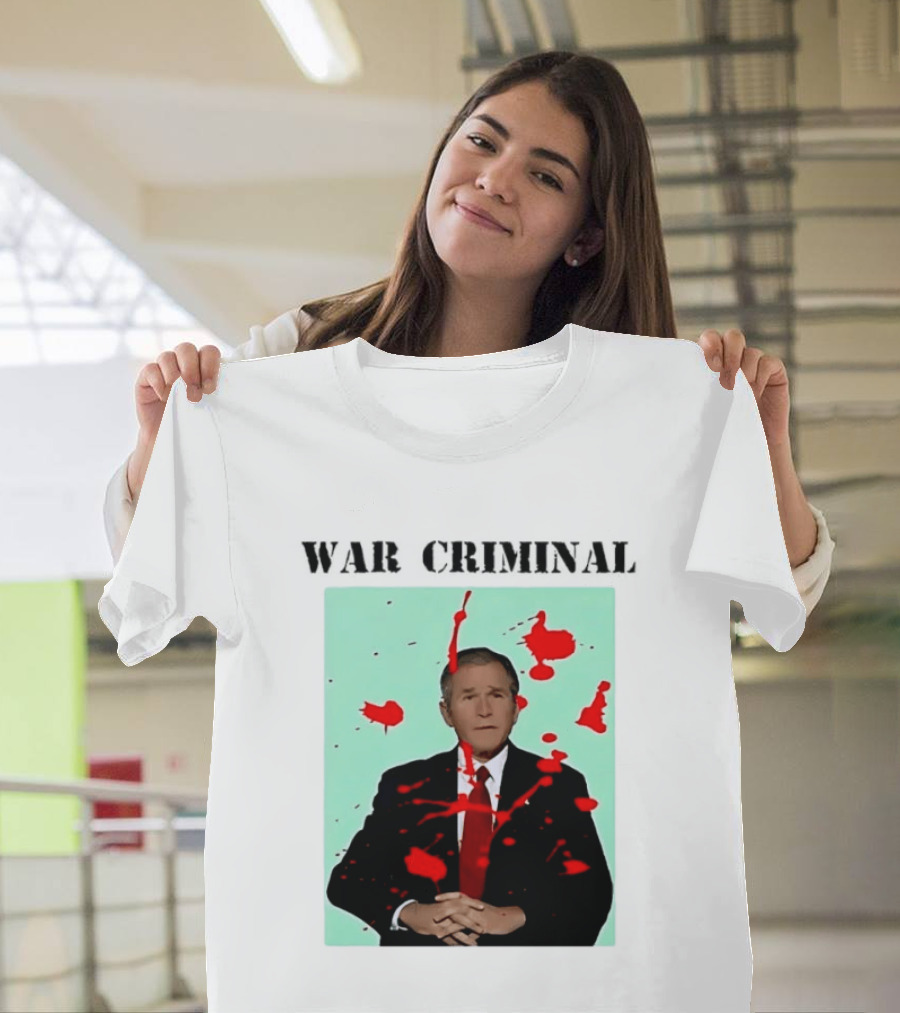 George W. Bush War Criminal Red Paint Splatter Image T-Shirt