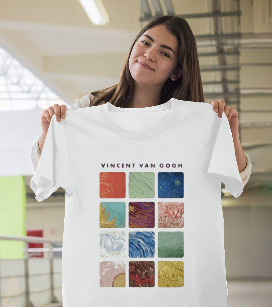 Vincent Van Gogh Paintings Iconic Colors Squares T-Shirt