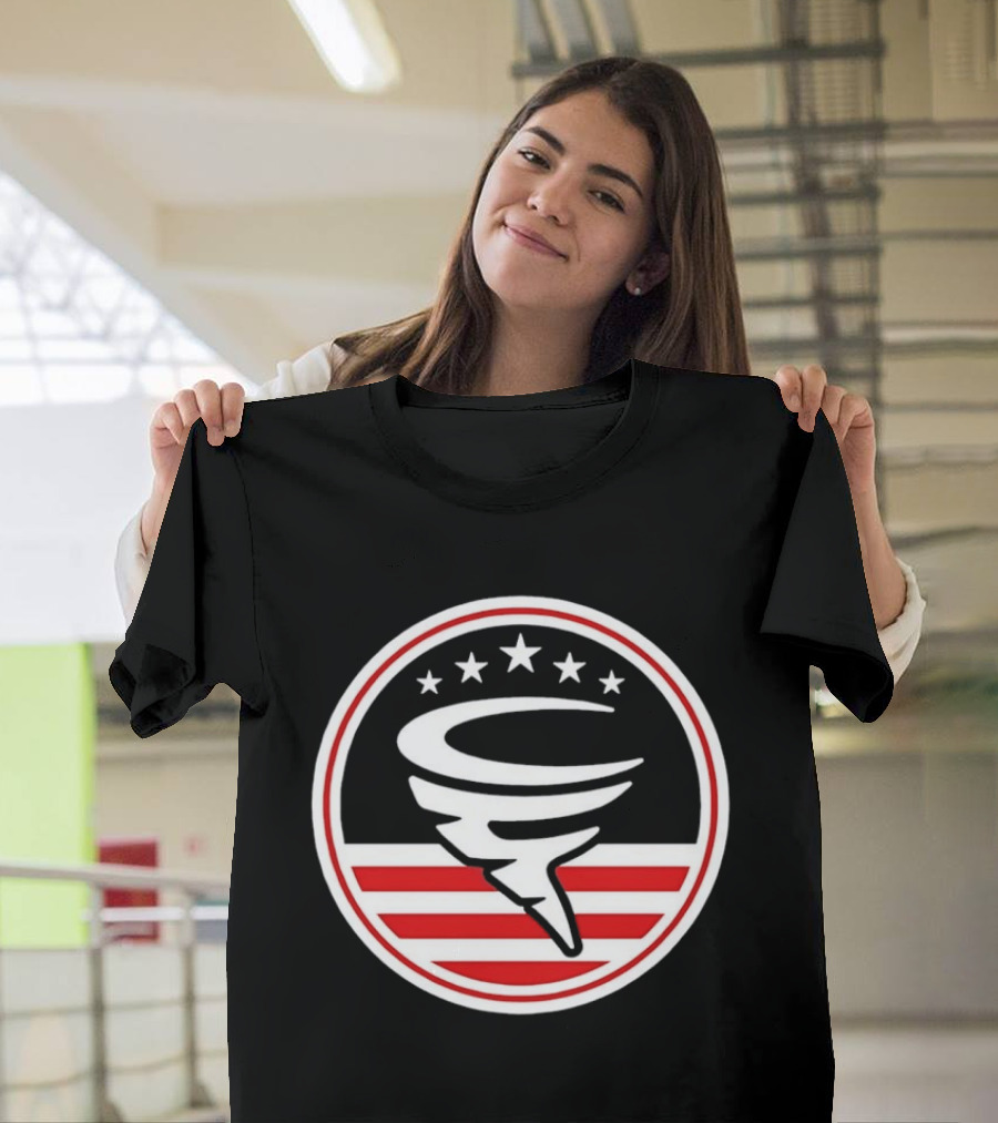 American Flag Cyclone Stars Stripes Circle T-Shirt