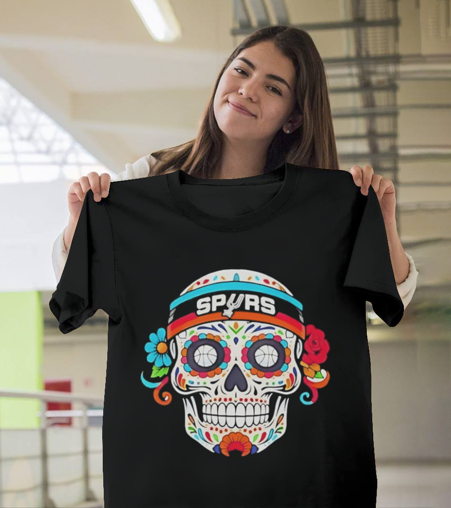 San Antonio Spurs Sugar Skull Day Of The Dead Basketball Fan T-Shirt