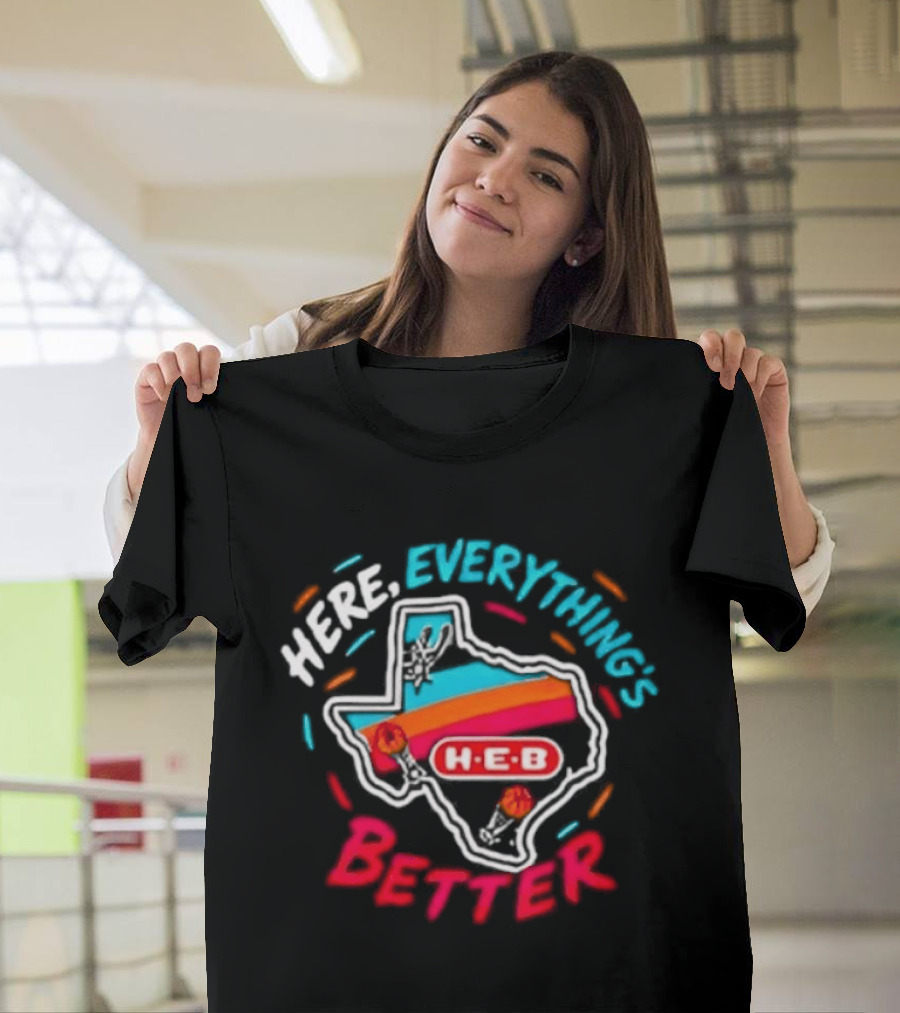 San Antonio Spurs H E B Here Everything's Better Texas Map T-Shirt