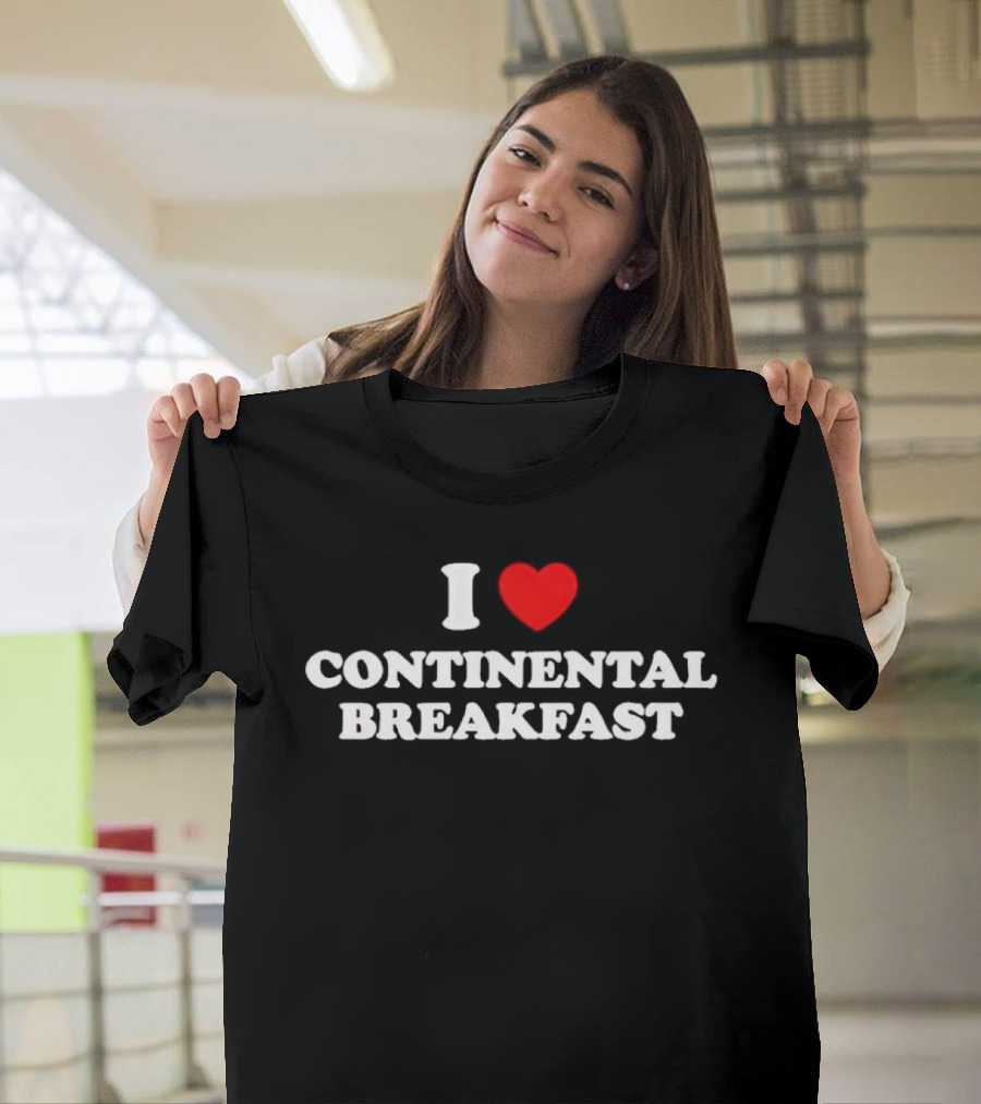 I Heart Love Continental Breakfast Black T-Shirt