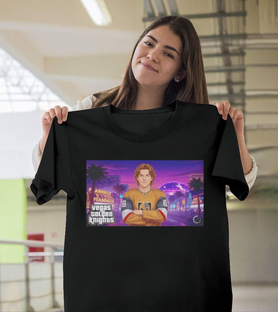 Vegas Golden Knights Kaedan Korczak Flamingo High Roller 66 T-Shirt