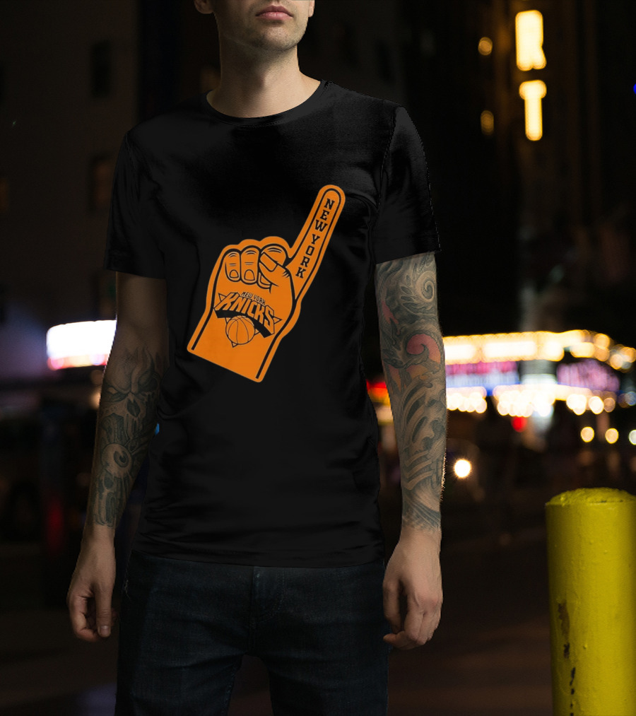 New York Knicks Foam Finger Basketball Fan Gear T-Shirt
