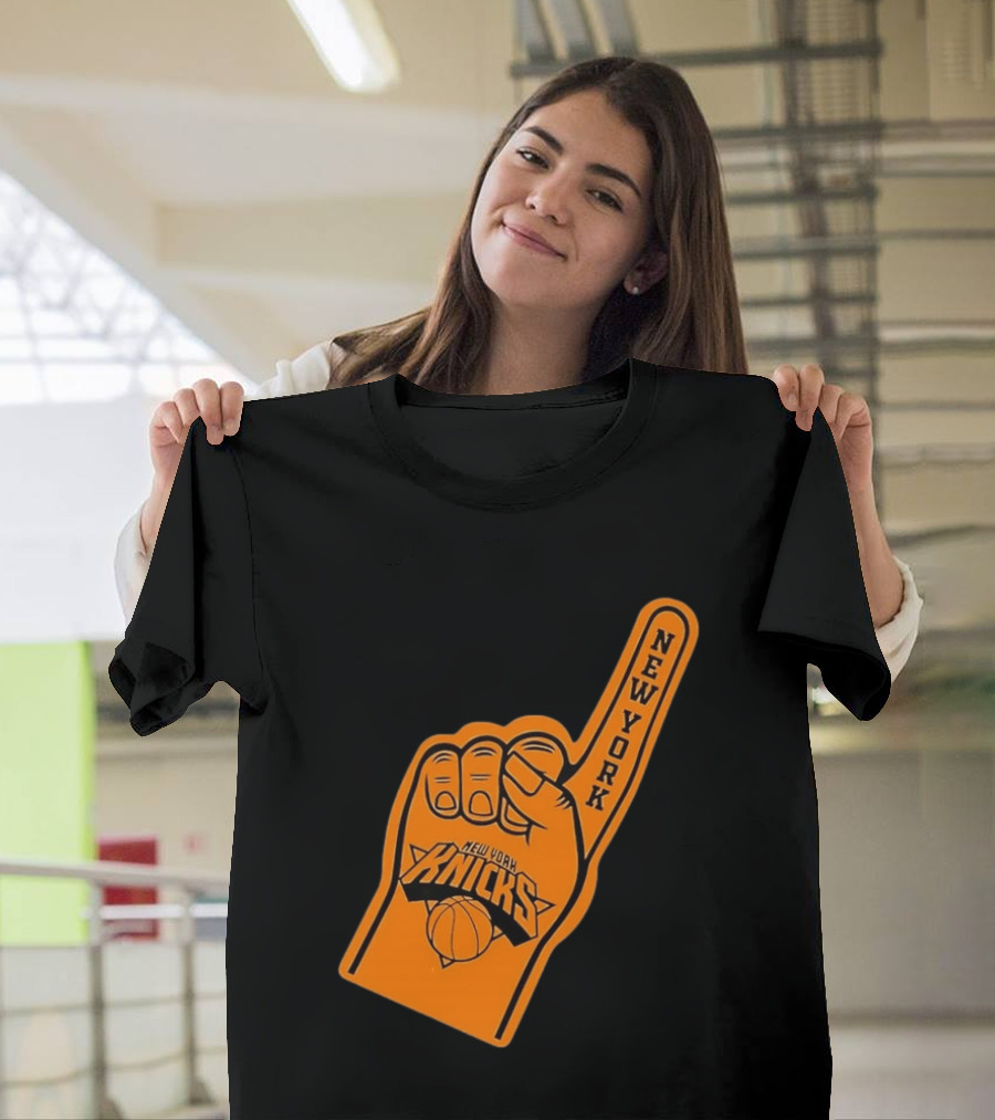 New York Knicks Foam Finger Basketball Fan Gear T-Shirt