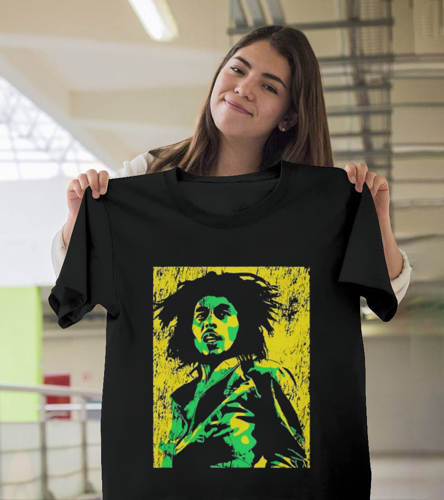 Bob Marley One Love Reggae Art Green Yellow T-Shirt