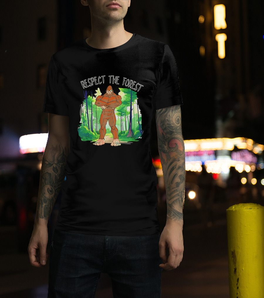 Respect The Forest Bigfoot Cartoon T-Shirt