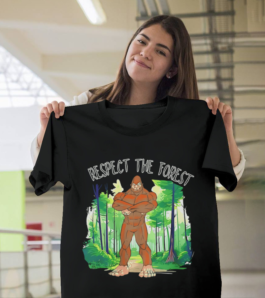 Respect The Forest Bigfoot Cartoon T-Shirt