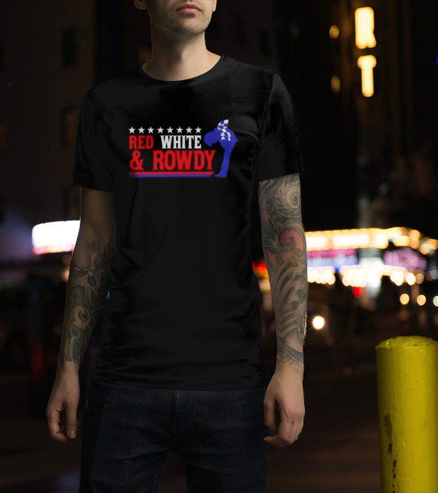 Red White & Rowdy Kyle Busch Racing Stars And Checkered Flag T-Shirt