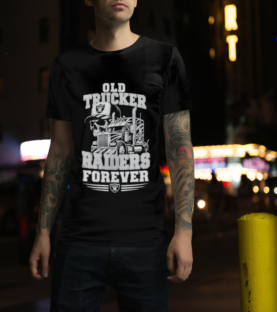 Old Trucker Raiders Forever Skull T-Shirt
