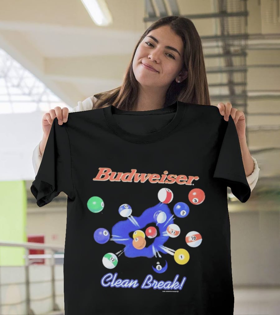 Budweiser Clean Break 90s Heavy Faded Black Pool Balls Splash T-Shirt