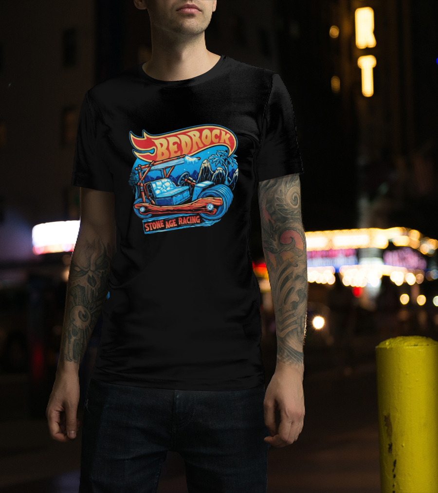Bedrock Stone Age Racing Flintstones Vintage Car Adventure T-Shirt